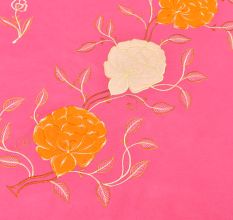 Pink Handmade Bed Sheet Linen with Yellow & White Floral Design Beautiful Decorative Stylish