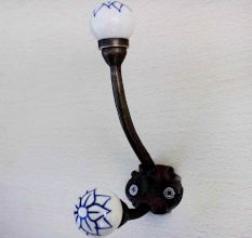 Navy Blue Floral Iron Hook-EHG-17