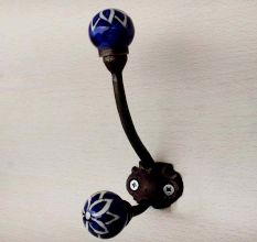 Navy Blue Floral Iron Hook-EHG-23