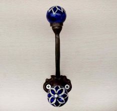 Navy Blue Floral Iron Hook-EHG-23