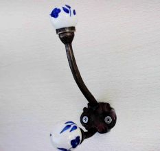 Navy Blue Floral Iron Hook-EHG-27