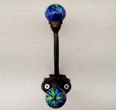 Navy Blue Floral Iron Hook-EHG-37