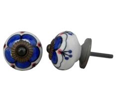 Navy Blue Canterbury Bells Ceramic Knob