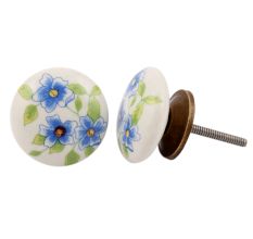 Blue Poppy Flower Flat Knob