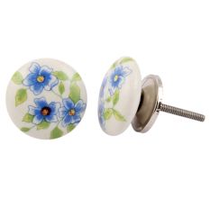 Blue Poppy Flower Flat Knob