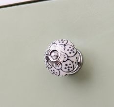 Black Poinsettia Flower Ceramic Knob