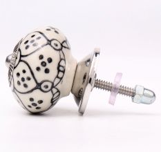 Black Poinsettia Flower Ceramic Knob