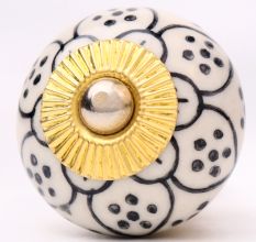 Black Poinsettia Flower Ceramic Knob