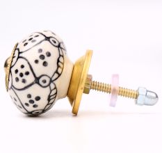 Black Poinsettia Flower Ceramic Knob