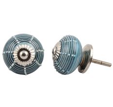 Blue And Black Striped Cabinet Knob