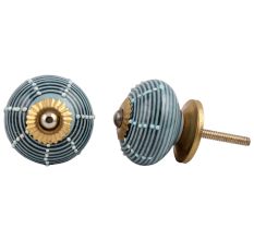 Blue And Black Striped Cabinet Knob