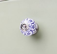 Blue Poinsettia Flower Cabinet Knob