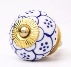 Blue Poinsettia Flower Cabinet Knob