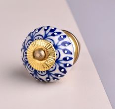 Blue Zinnia Flower Cabinet Knob