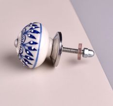 Blue Zinnia Flower Cabinet Knob