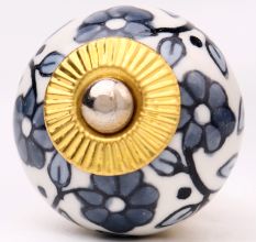 Grey Tiny Flower Cabinet Knob