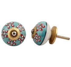 Turquoise Tiny Flower Cabinet Knob