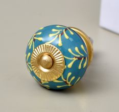 Yellow Leaf Ceramic Cabinet Knob