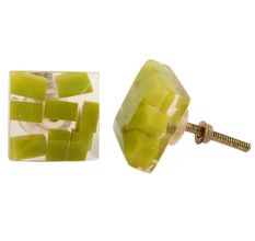 Olive Green Resin Square Knob
