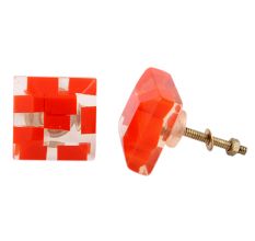 Red Resin Square Knob