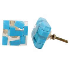 Turquoise Resin Square Knob