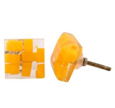 Mustard Resin Square Knob