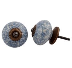 Slate Blue Crackle Ceramic Drawer Knob