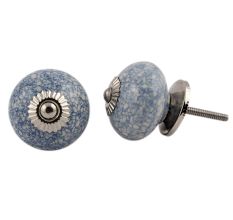 Slate Blue Crackle Ceramic Drawer Knob