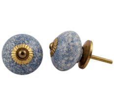 Slate Blue Crackle Ceramic Drawer Knob