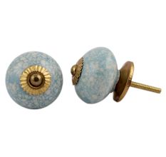 Turquoise Cream Crackle Drawer Knob
