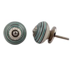 Sage Green Black Striped Knobs
