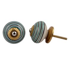 Sage Green Black Striped Knobs