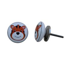Tiger Face Flat Ceramic Knob