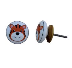 Tiger Face Flat Ceramic Knob
