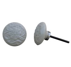 Cream Daisy Flower Flat Knob