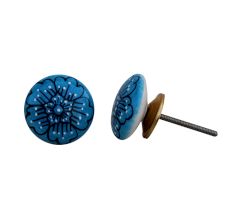 Sky Blue Flower Flat Knob