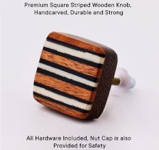 Square Striped Wooden Knob