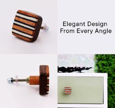 Square Striped Wooden Knob