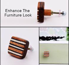 Square Striped Wooden Knob