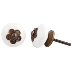 Myosotis White Ceramic Knob