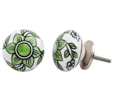 White Green Daffodil Flower Knob
