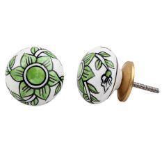 White Green Daffodil Flower Knob