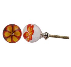 Myosotis Orange Leaf Glass Knob 