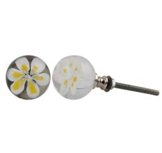 Myosotis Yellow Leaf Glass Knob 