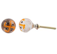 Orange Swastik Glass Knob 