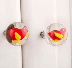 Red Bird Glass Knob 