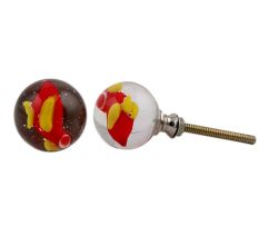 Red Bird Glass Knob 
