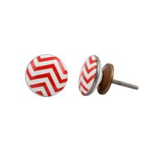 Red Striped Flat Ceramic Knob