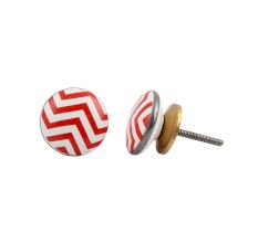 Red Striped Flat Ceramic Knob