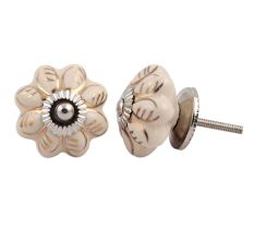 Cream Golden Leaf Big Melon Cabinet Knob